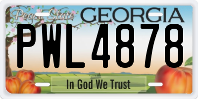 GA license plate PWL4878