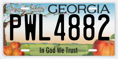 GA license plate PWL4882