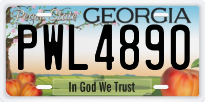 GA license plate PWL4890