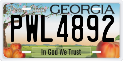 GA license plate PWL4892