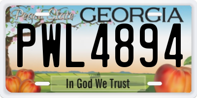 GA license plate PWL4894