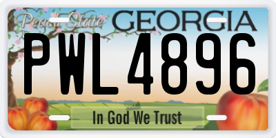 GA license plate PWL4896