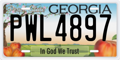 GA license plate PWL4897