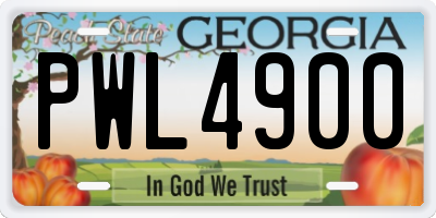 GA license plate PWL4900