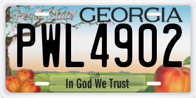 GA license plate PWL4902