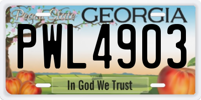 GA license plate PWL4903
