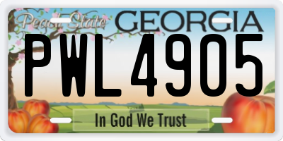 GA license plate PWL4905