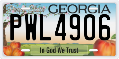 GA license plate PWL4906