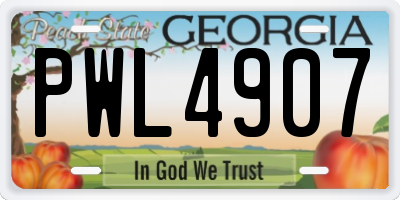 GA license plate PWL4907