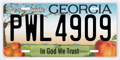 GA license plate PWL4909