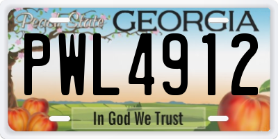 GA license plate PWL4912