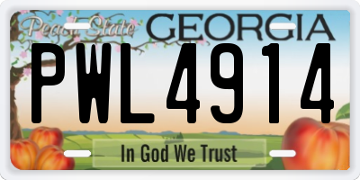 GA license plate PWL4914