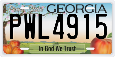 GA license plate PWL4915