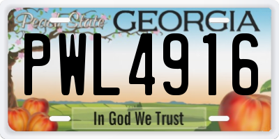 GA license plate PWL4916