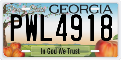 GA license plate PWL4918