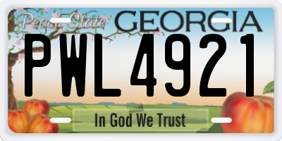 GA license plate PWL4921