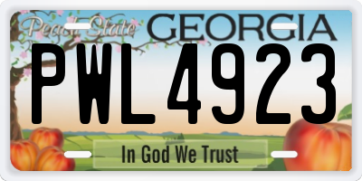 GA license plate PWL4923
