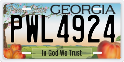GA license plate PWL4924