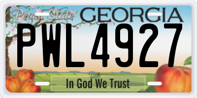 GA license plate PWL4927
