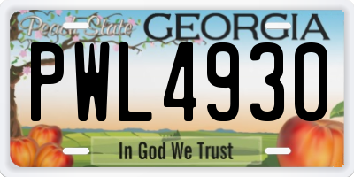 GA license plate PWL4930