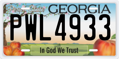 GA license plate PWL4933