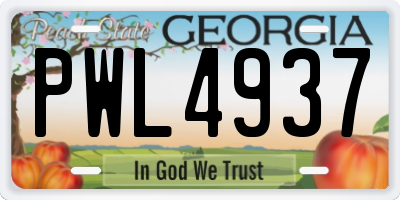 GA license plate PWL4937