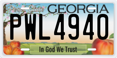 GA license plate PWL4940