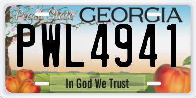GA license plate PWL4941