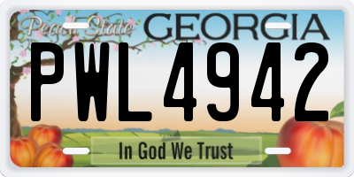 GA license plate PWL4942