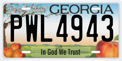 GA license plate PWL4943