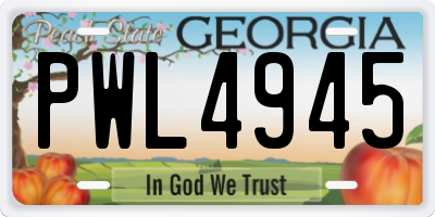 GA license plate PWL4945