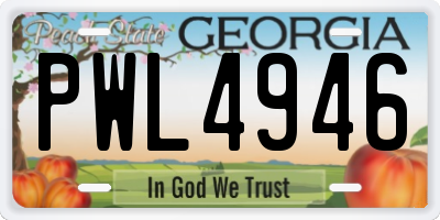 GA license plate PWL4946