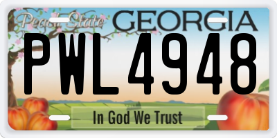 GA license plate PWL4948