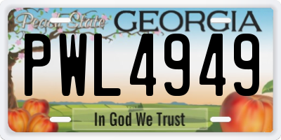 GA license plate PWL4949