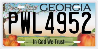 GA license plate PWL4952
