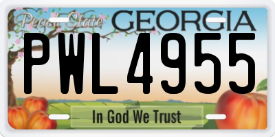 GA license plate PWL4955