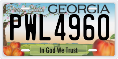 GA license plate PWL4960