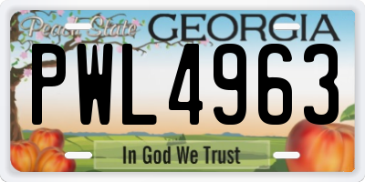 GA license plate PWL4963