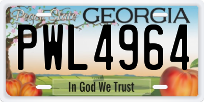 GA license plate PWL4964