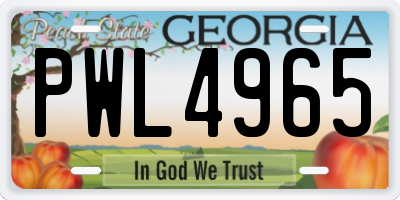 GA license plate PWL4965