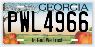 GA license plate PWL4966