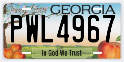 GA license plate PWL4967