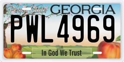 GA license plate PWL4969