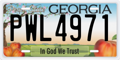 GA license plate PWL4971