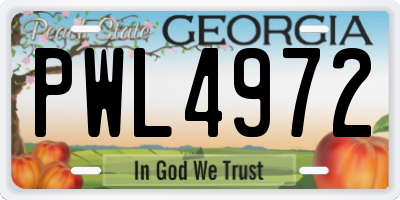 GA license plate PWL4972