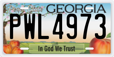 GA license plate PWL4973