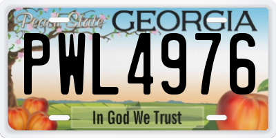 GA license plate PWL4976