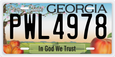 GA license plate PWL4978
