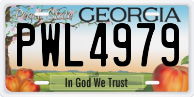 GA license plate PWL4979