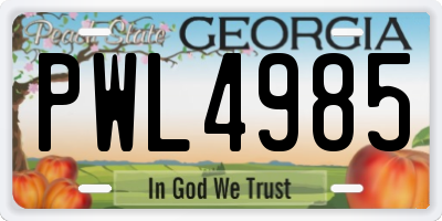 GA license plate PWL4985